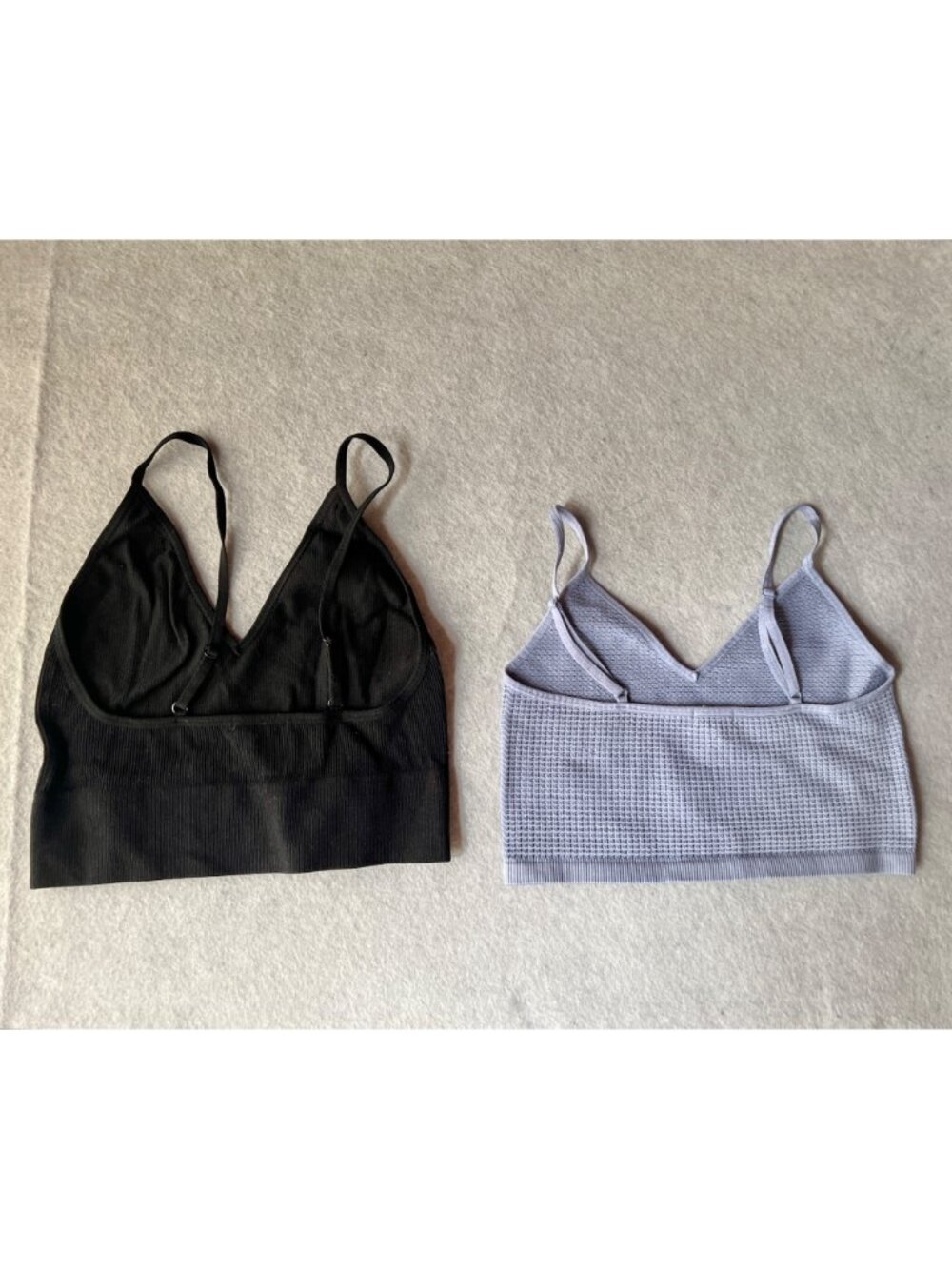 Bozzolo Womens Crop Tops L Black & S/M Blue Waffle Textured Adj. Straps Lot of 2 - Picture 2 of 6